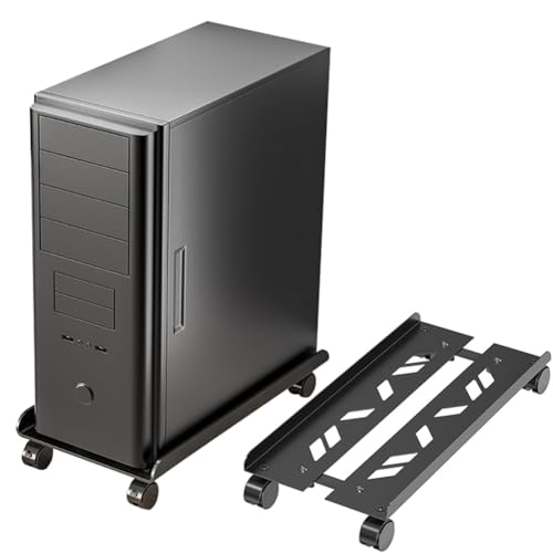 コンピュータホストスタンド キャスター付きCPUスタンド PCキャスター サーバー PC収納ボック コンピュータ本体ブラケット システムキャビネット 4つのキャスターホイール PCワゴン デスクトップ用 パソコン 会社 オフィス 自宅 デスクトップ コロ