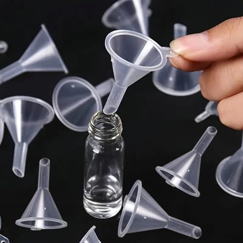 Simbaa Mall 5pcs Plastic Funnel Mini Funnel Perfume Mini Liquid Funnel Essential Oil Filling Small Clear Plastic Funnel for Filling Bottles Perfumes Essential Oils Science Lab Chemicals (5)