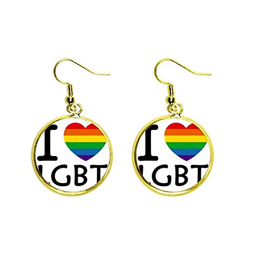 Pendientes transexuales bisexuales con ilustración de arcoíris y gota dorada para mujer