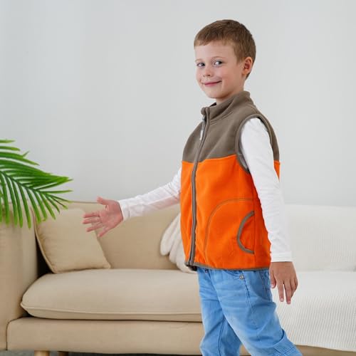 FIRITHYC Jungen-und Kleinkinder-Polarfleece-Weste mit Reißverschluss Sleeveless Warme Winter-/Herbst-Dickfutter-Weste mit Taschen