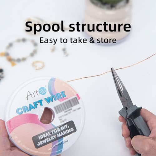 Image of Art3d 18 Guage 120 FT Craft Wire for Jewelry Making, Beading, Sculpting, Gardening, DIY Project, Ornaments, 1 Roll - Copper
