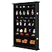 ARRAWIS Solid Wood 144 Shot Glass Display Case Holder Cabinet Wall Curio Shadow Box for Action Figures Small Figurines Rack Lockable Door (Black)