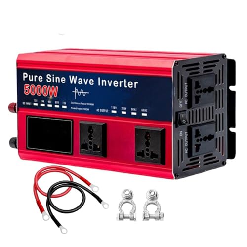 HUIZHITENGDA Cargador De Inversor De Onda Sinusoidal De 5000W Peak 5000W, 12V 24V 48V 60V 72V DC A 110/120V Fase Dividida Inverter De Baja Frecuencia, con Pantalla LCD, 4 Bordes De CA,72V TO 220V