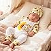 GRNSHTS Newborn Baby Girl Romper Infant Letter Print Bodysuit Sunflower Jumpsuit+Hat+Headband+Gloves Coming Home Clothes Outfits(Sunflower Yellow,Newborn)