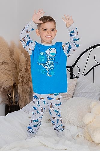 Pijama Inverno Algodão Dino João Cor:Azul;Tamanho:6