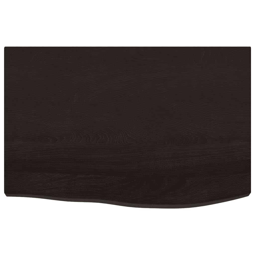 Estantería de pared de roble macizo, 60 x 40 cm, color marrón oscuro con borde natural, estante de madera maciza tratada para salón, pasillo y cocina, soporta hasta 20 kg