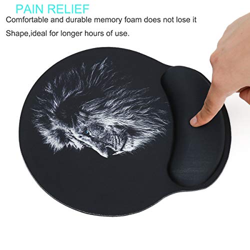 Richen Memory Foam Mouse Pad With Wrist Support,Ergonomic Mouse Pad With Wrist Rest,Non-Slip Rubber Base For Computer Laptop & Mac,Lightweight Rest For Home,Office & Travel (Lion) #TOP2
