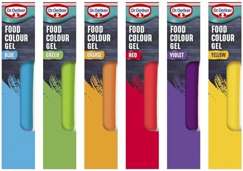 Dr. Oetker Rainbow Food Colouring Set of 6 Colours, Concentrated Gel Food Colouring, Easy to Use Squeezy Tubes, Transform Plain Cakes Into Bright, Eye-Catching Creations.