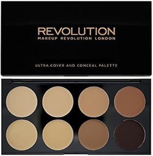 Makeup Revolution Ultra Cover & Concealer Palette, Ultimate Coverage, Light, 8 Shades, 10g