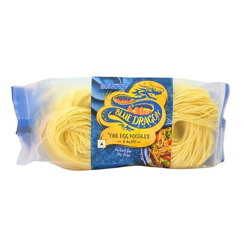 Image of Blue Dragon Fine Egg Noodles 300g (Pack of 2), Includes 6 Portioned Nests, Authentic Asian Stir Fry & Chow Mein Noodles, Imported from Thailand