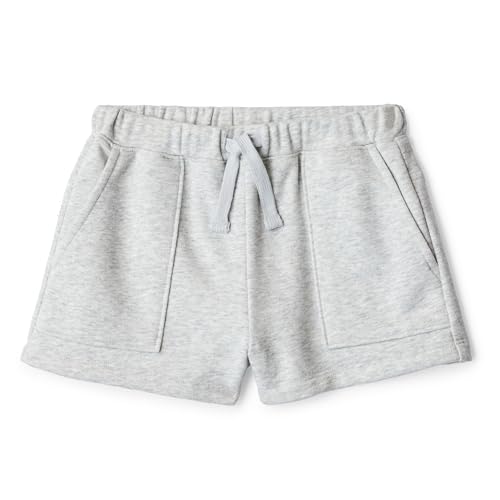 Amazon Essentials Mädchen Mädchen-Shorts aus French Terry mit aufgesetzten Taschen Hellgrau Meliert 12-14 Jahre