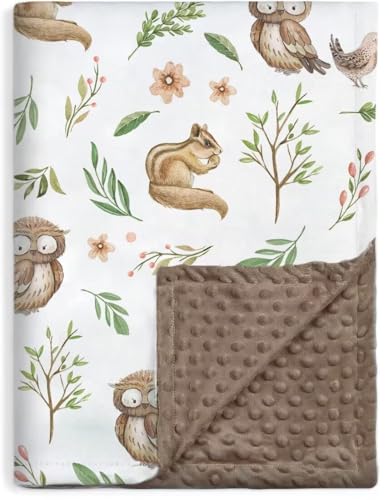 Image of BORITAR Baby Blanket for Boys Girls Super Soft Double Layer Minky with Dotted Backing, Lovely Owl Woodland Animal Design Blanket for Toddler Newborn 30 x 40 Inch(75x100cm)