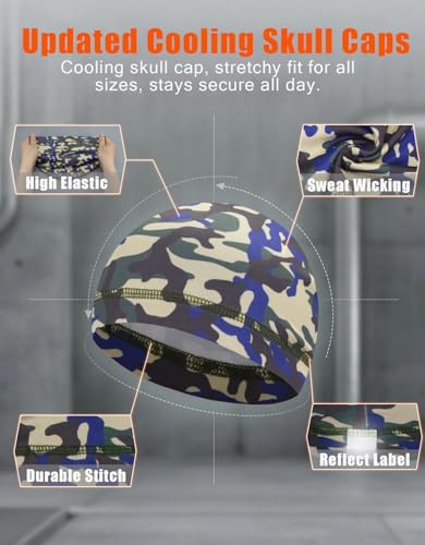 Image of Sweat Wicking Skull Caps Cooling Helmet Liner Hat Running Beanie Cycling Skullcap Sleeping Cap for Men Women