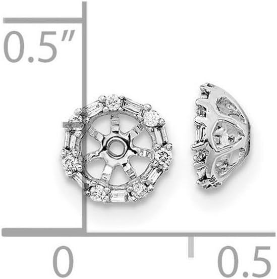 14k White Gold Diamond Earrings Jackets 6x6mm Wide Earring Jacket for Women