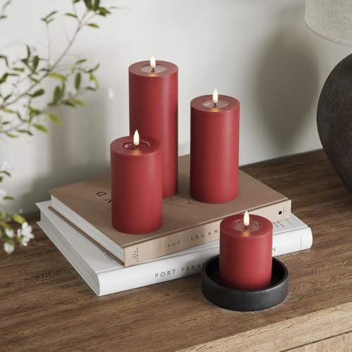 Bougies alimentées par piles boîtes cadeaux LED bordeaux télécommande