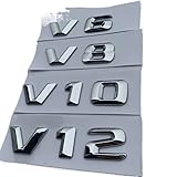 HHF Autocollants V6 V8 V10 V10 V12 Numéro de Lettre Emblème Chrome Logo Carton de Voiture Côté Capacité de décharge Capacité Autocollant pour Tous Les modèles de Voitures (Style : V12)