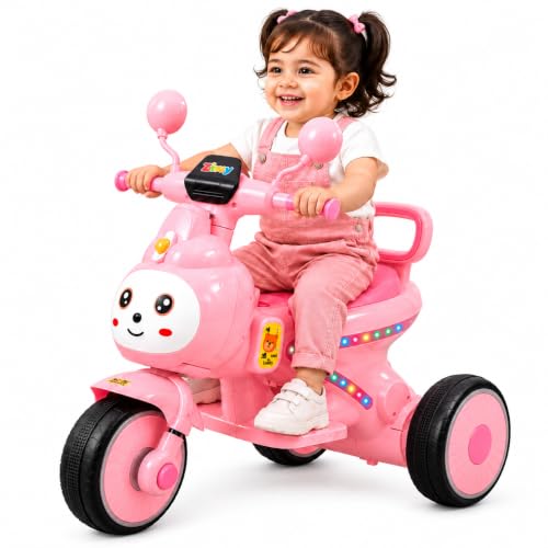 Pink Electric Ride-On for Kids | Battery Powered Toy with LED Lights | Auto Cut Charging | Bluetooth Music System | Outdoor Riding Toy | Fun Electric