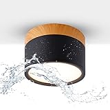 Temgin Deckenleuchte Aufputz LED 12W IP65 Deckenspots 3000K Aluminium Aufbauleuchte Strahler Schwarz Matt Deckenlampe Spots Warmweiß Ø11cm für Badezimmer Esszimmer Korridor