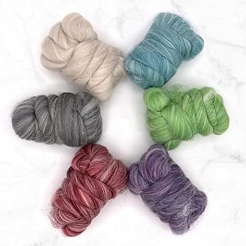 Revolution Fibers Cascade Range Wool Roving Variety Pack | 6 Super Soft, Luxurious Blended Colors of Merino & Alpaca Fiber | Perfect for 3D Needle Felting, Wet Felting & Spinning Cover