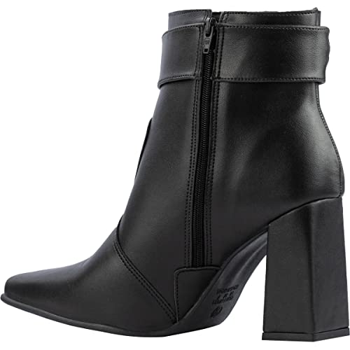 Bota Feminina Strass Bico Fino Salto Alto Grosso Confortável BMS preto39