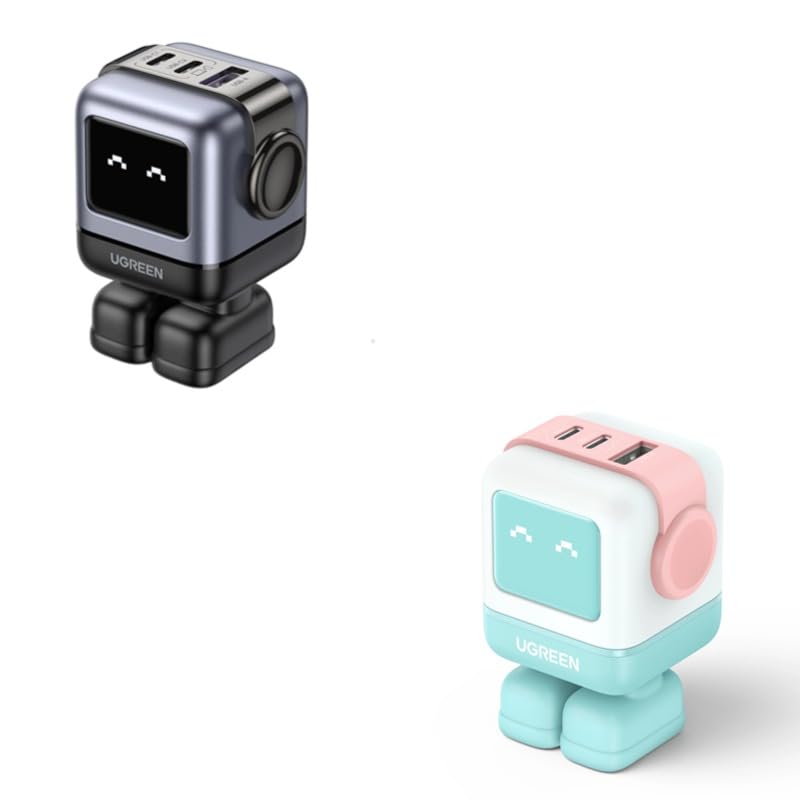 UGREEN 65W USB-C Charger Bundle, Black Robot + Light Blue Robot 3-Port Fast Charger Combo, Compatible with iPhone 16/15/14/13, Galaxy S25/S24, iPad Pro, MacBook Air, Pixel