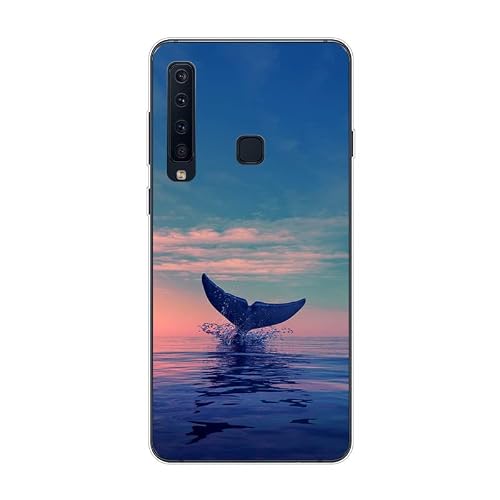 KARTXITAI Case Compatible with Samsung Galaxy A9 2018/A9s,Shockproof Slim Thin Silicone Protective Anti-Fingerprint Anti-Scratch Anti-Fall Phone Cover - Dolphins,Seaside
