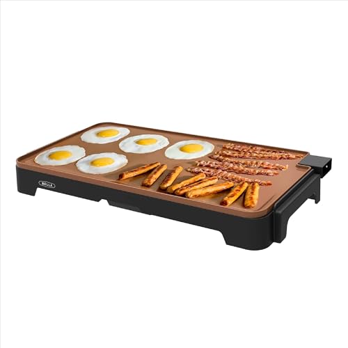 bella XL Keramik-Titan-Elektrogrillplatte, bereitet 15 Eier auf einmal zu, Healthy-Eco-Antihaftbeschichtung, mühelos zu reinigen, große versenkbare Kochfläche, 30,5 x 56 cm, Kupfer/Schwarz
