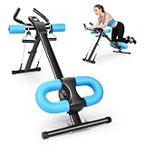 Bauchmuskeltrainer für Zuhause, 3 Einstellbare Winkel & 5 Höheneinstellungen/150kg Belastbarkeit, Ausgestattet mit LCD-Bildschirm, Multifunktionales Ganzkörper-Trainingsgerät (Blau)