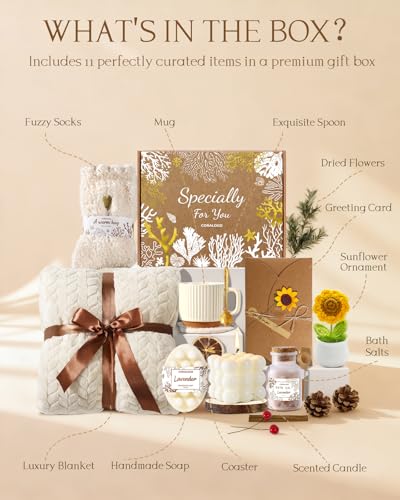 Coralogo 11-Piece Sunflower Spa Gift Basket for Women #TOP18