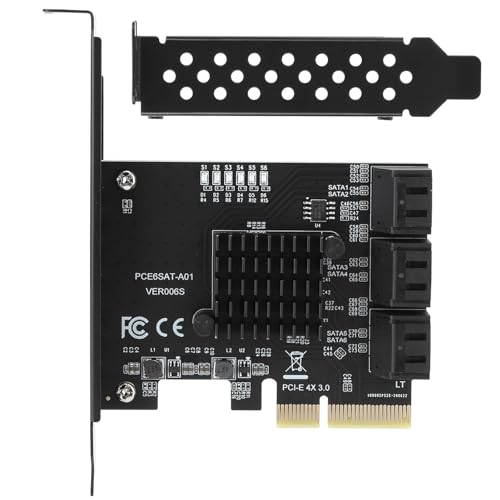 POCREATION Electronic Component Expansion Card Pcie to 6-Port Sata3.0 Hard Disk 6G, Asm1166 Support Interface Hard Disk Ssd, Asm1166 Pcie X4 for