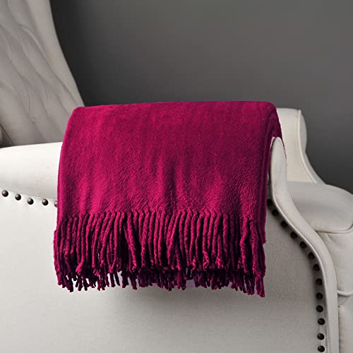 Cuddle Dreams Exclusive Mulberry Silk Throw Blanket With Fringe, Naturally Soft, Breathable (Burgundy) #TOP3