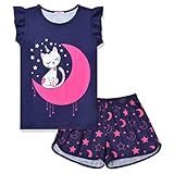 CHILDRENSTAR Cat Pajamas for Girls Kids Pj Sets Cotton Night Shirts,Size 8 9