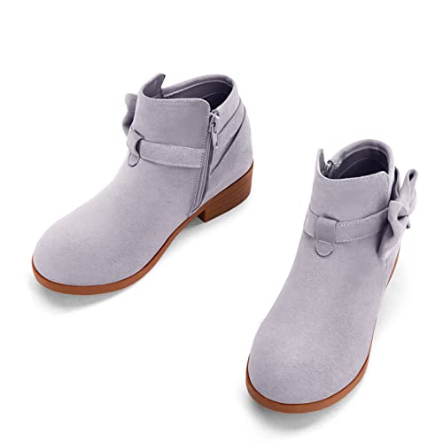 Joycheer Girls Ankle Boots Low Stacked Heel Bow Tie Dress Booties Kid Zipper Side Faux Chelsea Shoes #TOP2
