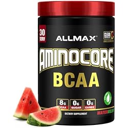 ALLMAX AMINOCORE BCAA Powder, Watermelon, 30 Servings, 345 g | Supports Muscle Recovery, Promotes Lean Muscle Growth, 8.18g BCAAs, 9:6:5 Ratio, Zero Sugar