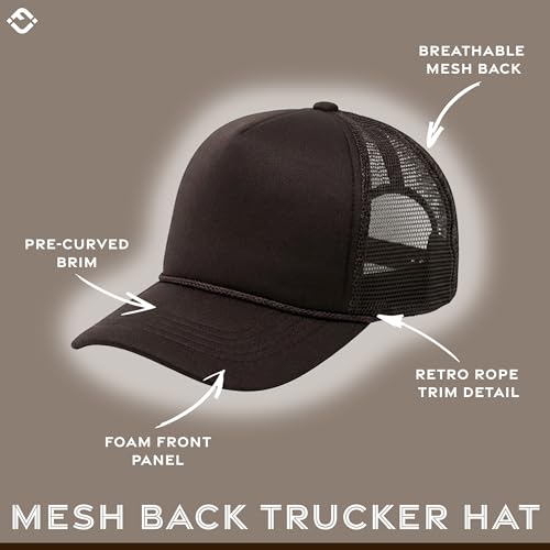 Image of Funky Junque Foam Trucker Hat, Trucker Hats for Women & Men - Blank Adjustable Snapback Mesh Back Baseball Cap