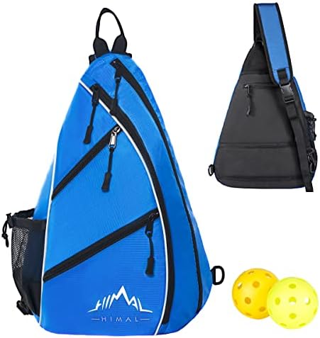 Himal Pickleball Bag-Adjustable Pickleball,Tennis,Racketball Sling Bag-Pickleball Backpack with Water Bottle Holder for Men and Women,Blue