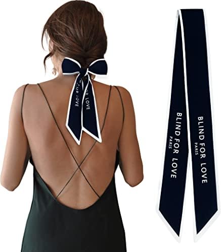 Mengmeng Angel Designer Letter Printed Neckerchief Fashion Hair Slim Bandeau Handbag Handle Ribbon Scarf for Women and Girls