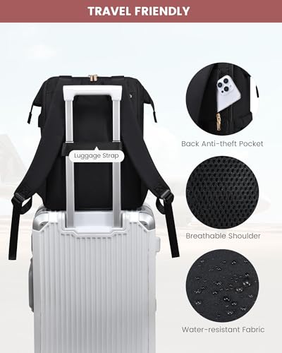 Image of LOVEVOOK 18 Inch Laptop Backpack for Women, Large Capacity Travel Backpack with Organizer Bag, Waterproof Carry on Backpack Purse Work Bag with USB Port for College Teacher Nurse, 2PCS