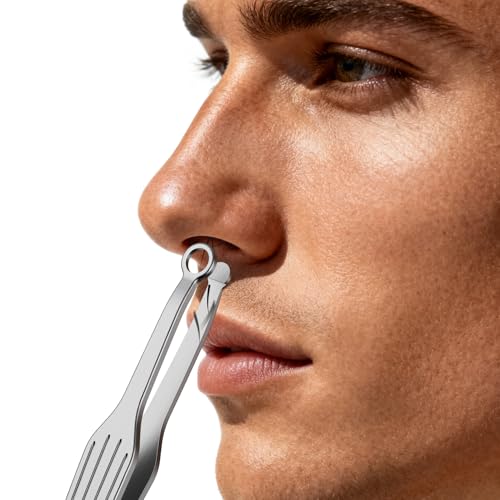 FVION Nose Hair Trimmer Tweezers - Nasal Clippers for Men/Women Stainless Steel, Round-Tip Nose &...