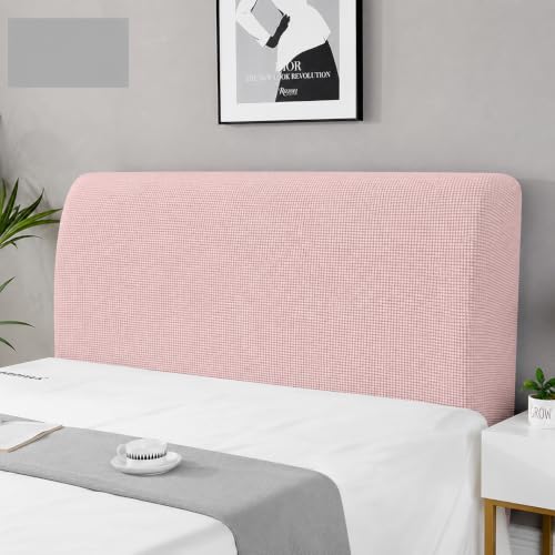 Image of HOMETHREADS Stretchable Lycra /Velvet Headboard Cover | Soft, Dust-Proof & Wrinkle-Resistant Bed Back Protector | Fits Leather, Wooden & Fabric Bedsides | for 6ft to 6.5ft Beds | (Pink, 172x65cm)