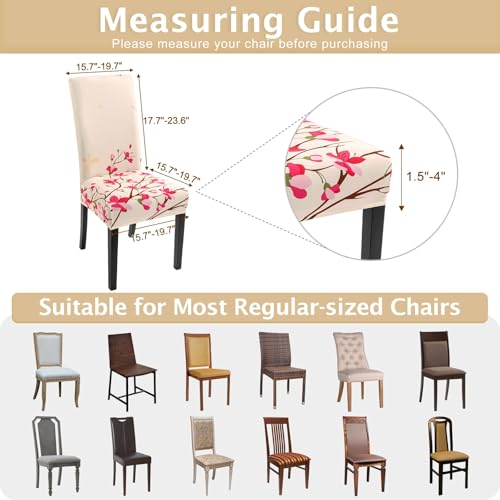 Image of SearchI Dining Room Chair Covers Slipcovers Set of 4, Spandex Super Fit Stretch Removable Washable Kitchen Parsons Chair Covers Protector for Dining Room,Hotel,Ceremony, Flowers