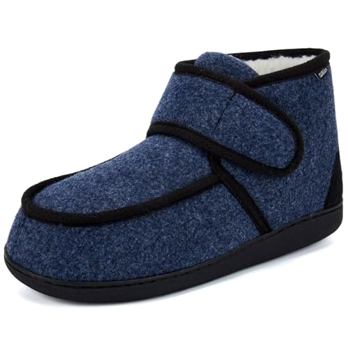 GURGER Zapatillas de Estar por Casa de Hombre Invierno Forro de Peluche Botas de Casa Diabéticos Pantuflas de Casa Altas Botines Azul 42 43