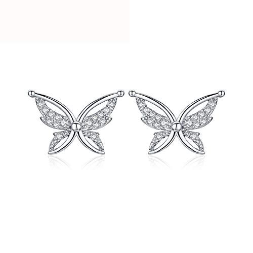 Pendientes de mariposa Plata 925 mujer y pasador espinela negra oreja