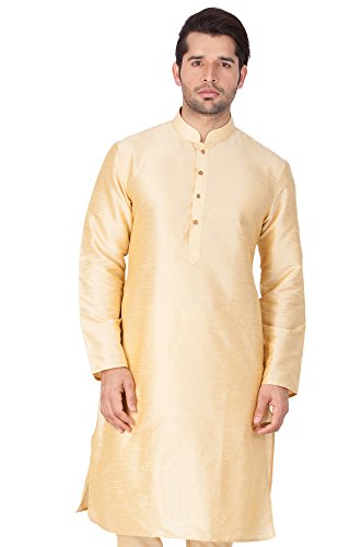 Image of VASTRAMAY Men Banarasi Silk Solid Kurta | Soft Cotton Blend Ethnic Kurta | Comfortable for Festive & Wedding Occasions