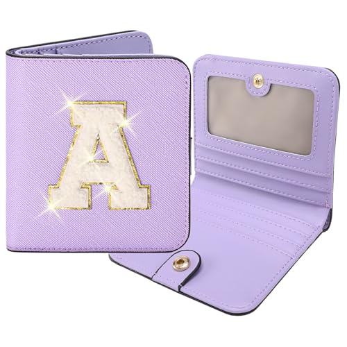 Initial Wallet Women Small Teen Girl Gifts Trendy Stuff Girls Wallets Personalized Christmas Birthday Gift for Women Friends Daughter Granddaughter 6 7 8 9 10 11 12 13 Year Old Purple A