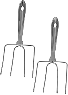 2pcs Stainless Steel Bbq Forks for Turkey and Chicken Heavy-duty Poultry Lifters with Long Handles for Outdoor Grilling Camping Backyard Bbq Non-slip Meat Lifting Tool
