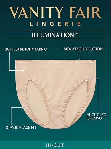 Image of Vanity Fair Women's Illumination Hi Cut Panties, Silky Stretch & Satin Trim