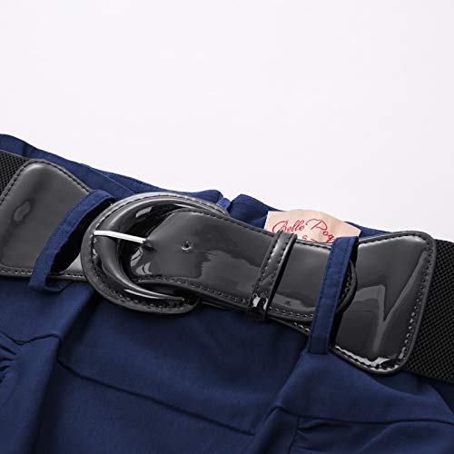 Navy Blue Pencil Skirts For Women Plus Size Work Skirts With Belt Solid Color Navy Blue Xl #TOP3