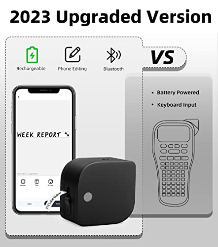 Phomemo Etikettendrucker Starter Kit | P12-Pro Bluetooth Etikettiergerät mit 3 Etikettenbändern | USB aufladbares Thermo-Labeldrucker für Zuhause & Büro | Labeldrucker für Android & iOS