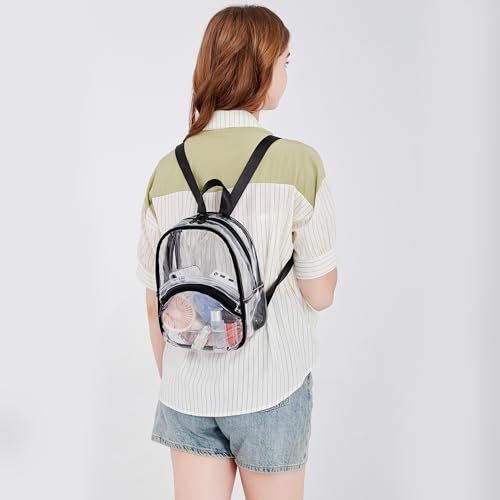 abshoo Clear Mini Backpack for Stadium Approved Transparent Backpacks for Girls Women Clear Bag for Concert Sport Events (Black)4